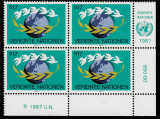 Natiunile Unite Vienna 1987-Simbol UNO,bloc 4 timbre,dantelate,MNH,Mi.74, Organizatii internationale, Nestampilat