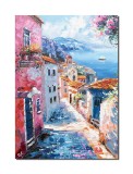 Cumpara ieftin Tablou citadin Amalfi Italia pictat manual, Colt de rai, 70x50cm ulei pe panza, Valentin Pop