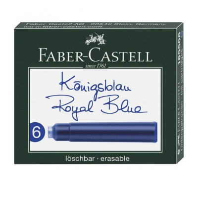 Set 6 Cartuse cu Cerneala Faber-Castell, Albastra, Cartuse Cerneala, Rezerva Cerneala, Patorane Cerneala, Mine Stilou, Mine pentru Stilou, Mine de Sti foto