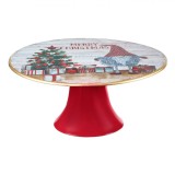 Platou Plastic, Model Gnome Moș Crăciun, Margine Aurie, Picior Roșu, 22x10cm, Oem