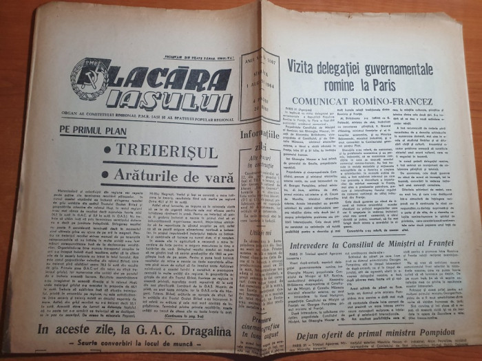 flacara iasului 1 august 1964-articol GAC dragalina