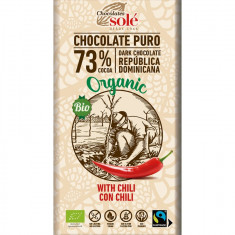 Ciocolata neagra bio cu chili, 73% cacao, 100g Chocolates Sole
