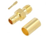 Conector SMA Femelă 50&Omega; Lipire Crimpare PTFE Aurit