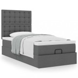 Gossi cadru pat otoman cu saltea tesatura gri inchis 90x200 cm