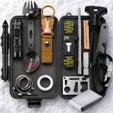 Kit complet de supravietuire Linomag&reg;, 45+ Functii, Trusa camping si urgenta, Lanterna LED, Pix tactic, Tacam multifunctional, Amnar, Patura termica,