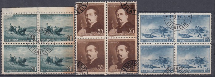 1957 LP 433 - 50 ANI MOARTEA GRIGORESCU BLOCURI CU STAMPILA BUCURESTI FILATELIE