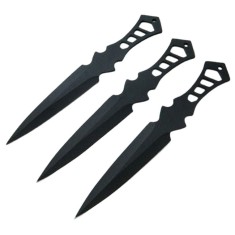 Set trei cutite de aruncat DEPOX&reg;, Anarchy Way, otel inoxidabil, negru, 19 cm, teaca inclusa
