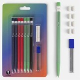 Set Creioane Mecanice Colorate cu Radiera și Mine de Rezerva 0,5mm, CMCLASS