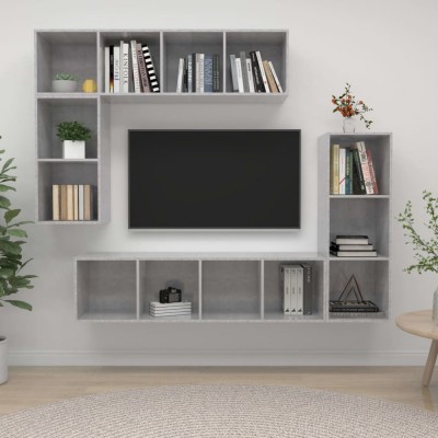 vidaXL Set de dulapuri TV, 4 piese, gri beton, PAL foto
