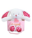 Jucarie de plus in punga cadou, Doudou, Iepuras, Te iubesc, 25 cm