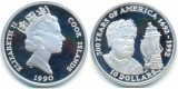 Insulele Cook 1990 - 10 dollars, Amerigo Vespucci, vapor, argint, UNC