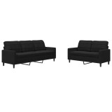 Cumpara ieftin Set de canapele cu perne, 2 piese, negru, catifea