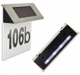 Numar adresa pentru casa, iluminat LED, otel inoxidabil, 169 x 131 mm, argintiu