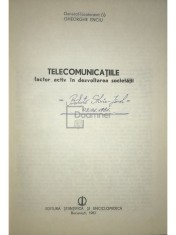 Gheorghe Enciu - Telecomunicatiile - factor activ in dezvoltarea societatii (Editia: 1987) foto