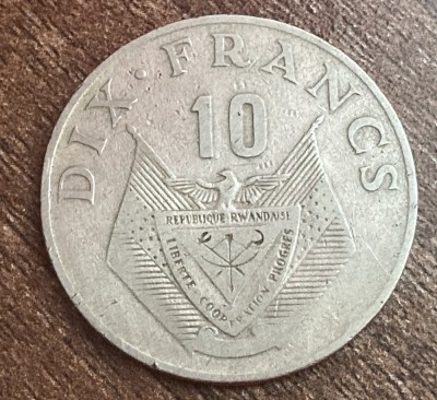 C50 - Moneda foarte veche - Rwanda - 10 franci - 1974 foto