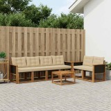 Cumpara ieftin Set de canapele de exterior 7 buc. 6-Locuri Natural si Bej