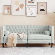 vidaXL Canapea Chesterfield Gri deschis 174 x 74.5 x 70.5 cm Catifea 42013019