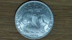 R08 Portugalia - moneda mare 12.4g argint - 10 escudos 1954 AU- superba barca panze