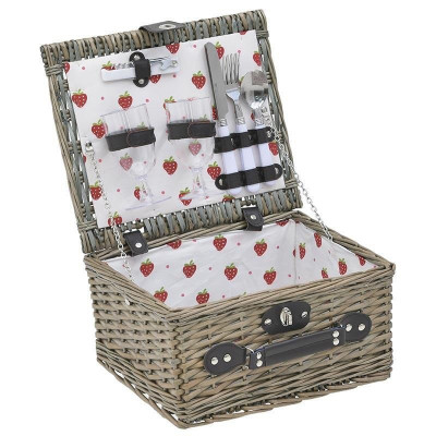 Cos de picnic din rachita Beige 2 persoane 33 cm x 18 cm foto