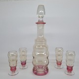 Decantor si pahare (set) sticla veche , vintage