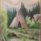 Excursie cu cortul// creioane colorate pe hartie