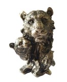 Cumpara ieftin Statueta decorativa, Leu cu pui, Argintiu, 14 cm, XQ4006