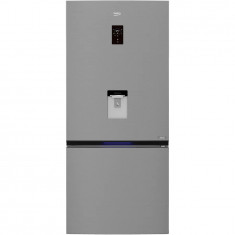 Combina frigorifica Beko RCNE720E30DXPN, 586 l, Clasa F, NeoFrost, Dispenser Apa, Display Touch Control, 191.5 cm, Argintiu