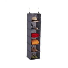 Raft suspendat pentru haine-pantofi-lenjerii, 30 x 30 x 139 cm, Poliester, Negru