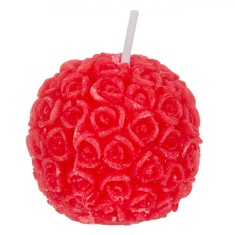 Lumanare Decorativa, Sfera, Trandafiri 3D, Culoare Ro?ie, Diametru 4.5 cm foto