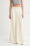 ISABELLE BLANCHE pantaloni culoarea galben, lat, high waist, IS25SS-P041-T008