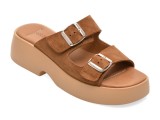 Papuci GOLD DEER maro, 13228, din piele intoarsa