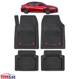 Covorase Auto TeamCar&reg; Tip Tavita Compatibile Alfa Romeo Giulia Generatia I (2015+) Negru Material Rezistent, Cauciuc