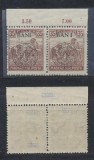 Emisiunea Cluj 1919 timbru Seceratori 35 BANI eroare BAN I &icirc;n pereche cu timbru normal MNH expertizată, Istorie, Nestampilat