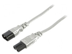 Cablu IEC C7 mamă - IEC C8 tată 3m 2x0,75mm2 gri 2,5A 250V