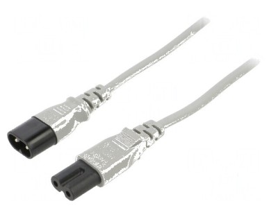 Cablu IEC C7 mamă - IEC C8 tată 3m 2x0,75mm2 gri 2,5A 250V foto
