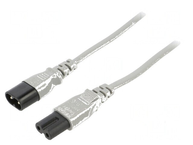 Cablu IEC C7 mamă - IEC C8 tată 3m 2x0,75mm2 gri 2,5A 250V