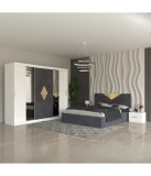 Dormitor complet Imperial Gri, pat 180x200/160x200/140x200 cm, dulap 250x200 cm, noptiere 48x32x35 cm