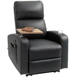 HOMCOM Scaun de masaj Scaun de relaxare Scaun de &icirc;ntins, 1 masă rabatabilă, 1 suport pentru picioare, 77 cm x 93 cm x 105 cm, Negru | Aosom Romania