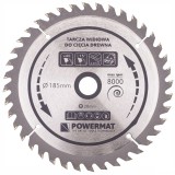 Disc, lama circular pentru lemn, 185 x 20, 40 dinti, Powermat