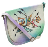 Frumoasă geantă de m&acirc;nă populară din piele făcută manual, Multicolor, Marime universala