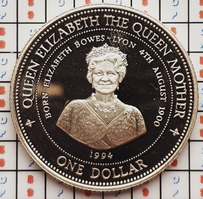 1471 Barbados 1 Dollar 1994 Queen Elizabeth the Queen Mother km 57 argint foto
