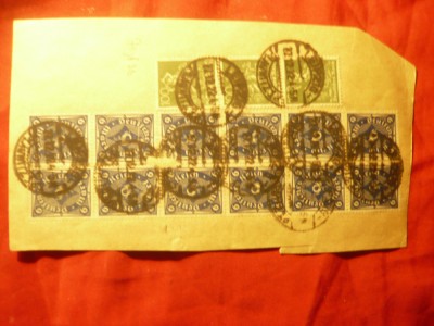 Carton francat cu straif 12 Timbre 6 pf Inflatie si straif 3x1M verde Germania foto