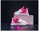 Adidasi albi cu roz ciclamen cu luminite (Marime Disponibila: Marimea 21)