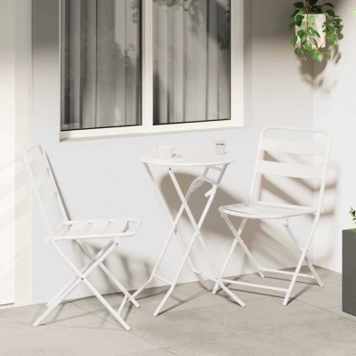vidaXL Set bistro 3 pcs Alb Oțel foto