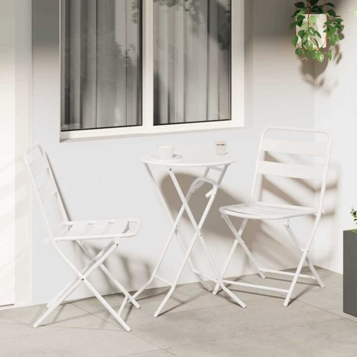 vidaXL Set bistro 3 pcs Alb Oțel