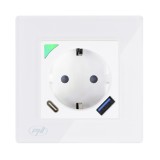 Priza smart / inteligenta PNI SmartHome WP202, 16 A, Wi-Fi, 1 x USB-A, 1 x USB-C, 3600 W, programabila, alb