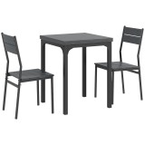 HOMCOM Set dining 3 piese, set masă, 1 masă, 2 scaune, MDF+metal, Gri | Aosom Romania