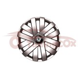 Set 4 Capace Roti Skoda R15 Argintii - Model 315 - Plastic Flexibil, Fixare Sigura