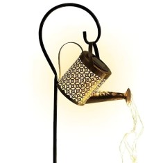 Lampa solara, tip stropitoare, pentru gradina, rezistenta la apa si intemperii, din ABS si metal, cu lumina LED, maro/negru