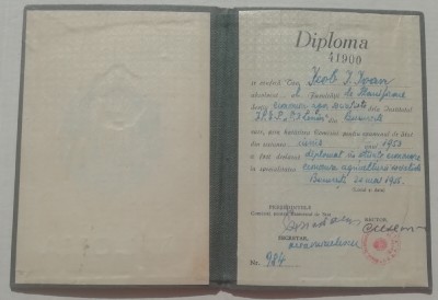 QW13 1 13 - 1953 - Diploma absolvire - Institutul ISEP VI Lenin - contabil foto
